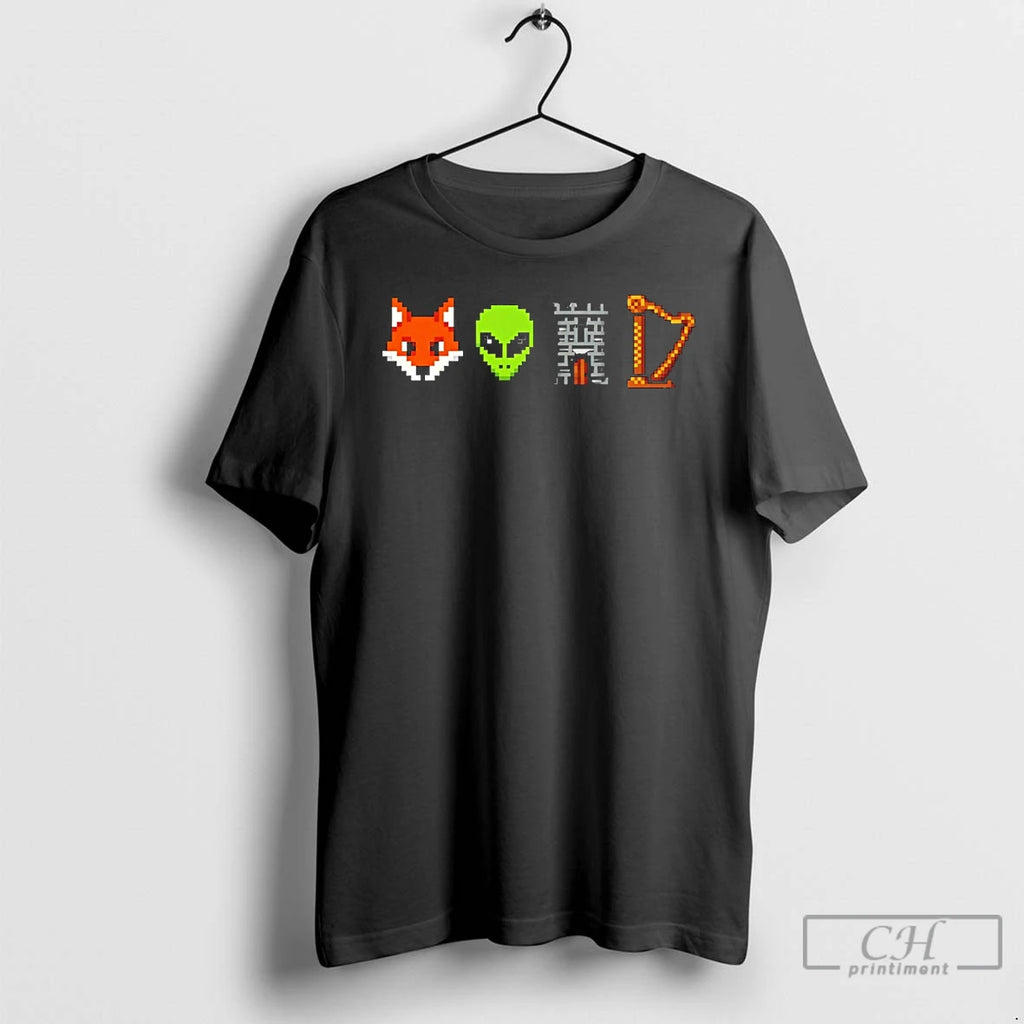 Premium Fox Alien Castle Harp Pixel Art Design Icon Spurs Basketball Players T Shirts Sweater