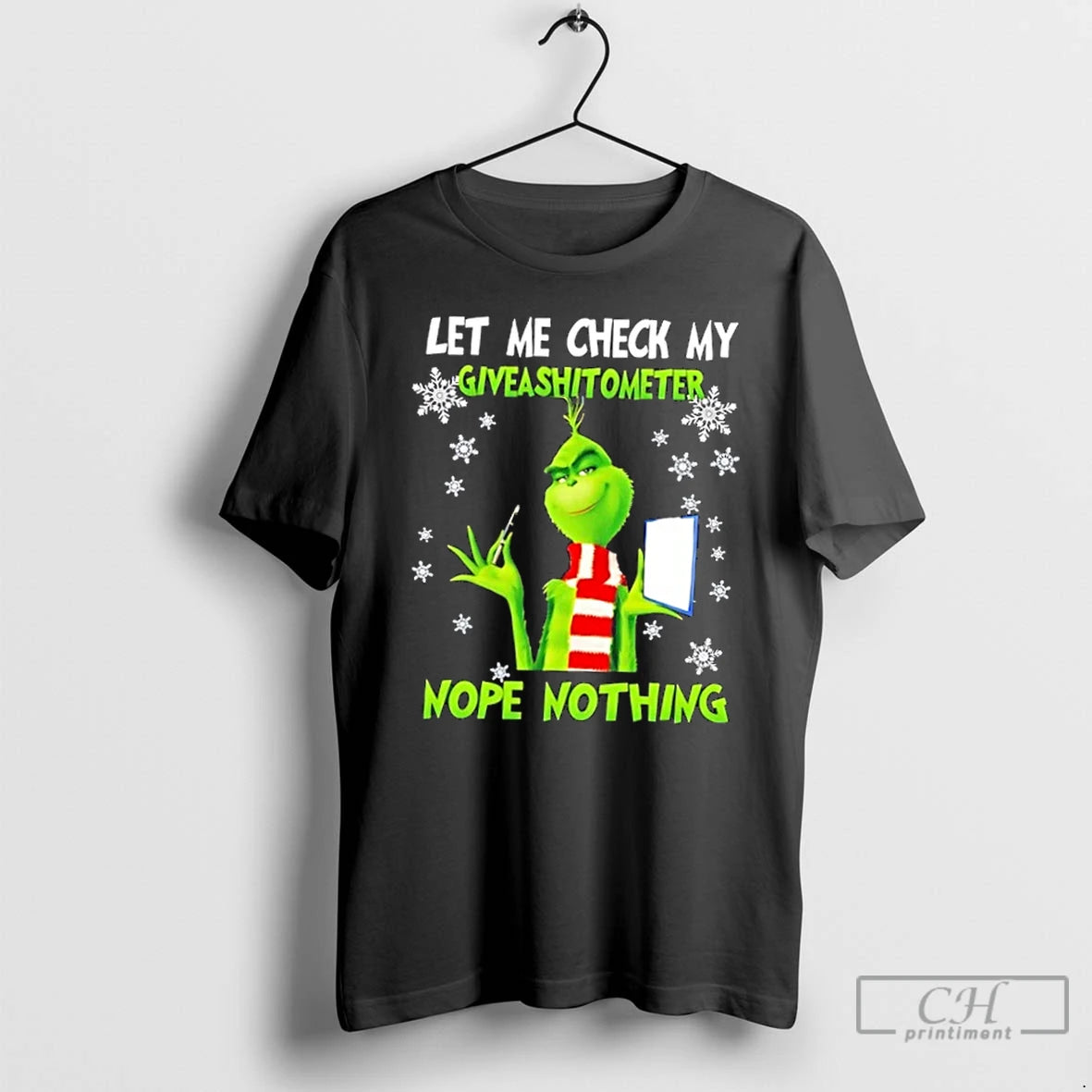 Premium Grinch Let Me Check My Giveashitometer Nope Nothing Christmas T-Shirts, Hoodie, Sweatshirt | PrintMintTees.com