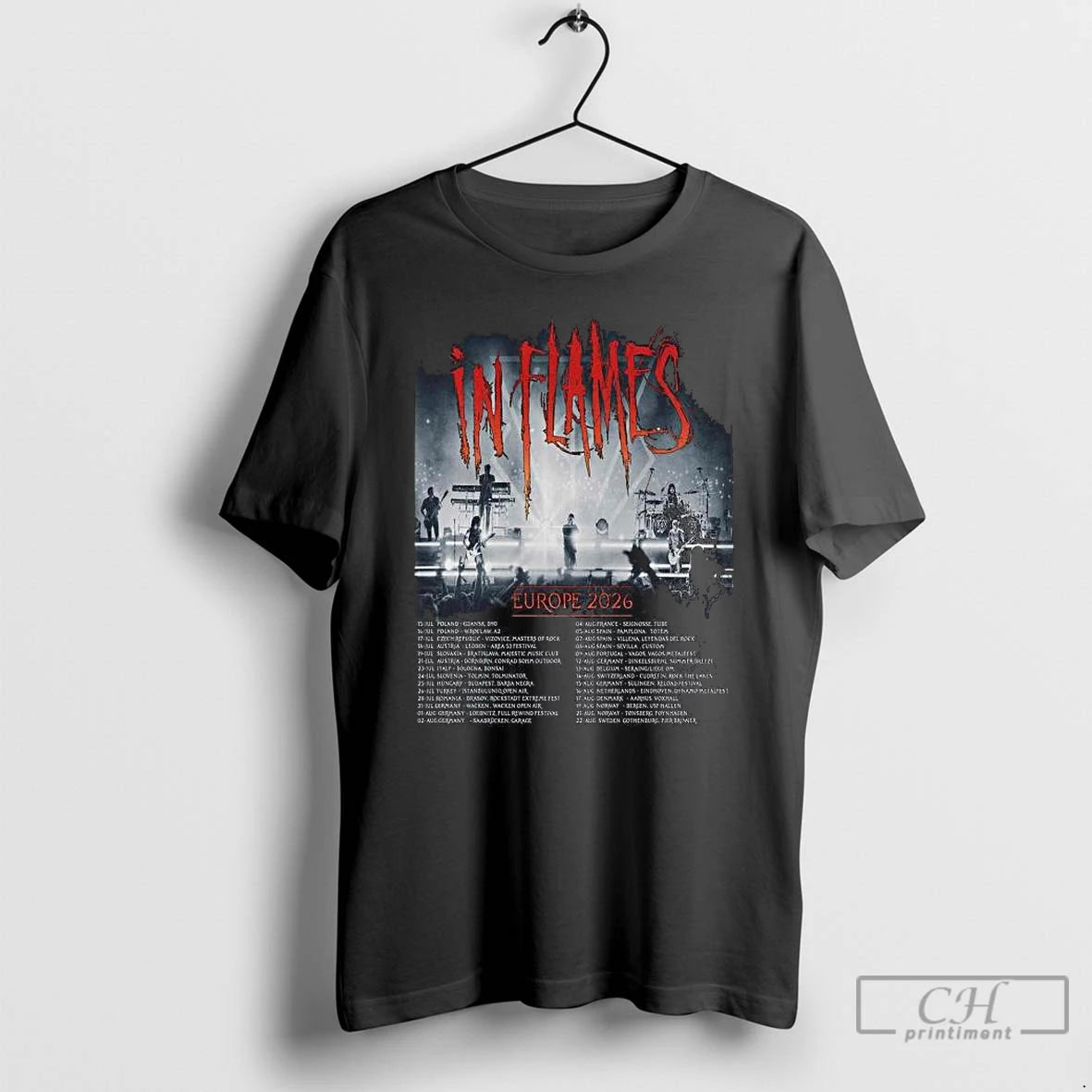 Premium In Flames Europe 2026 Tour Schedule Dates T-Shirts, Hoodie, Sweatshirt | PrintMintTees.com