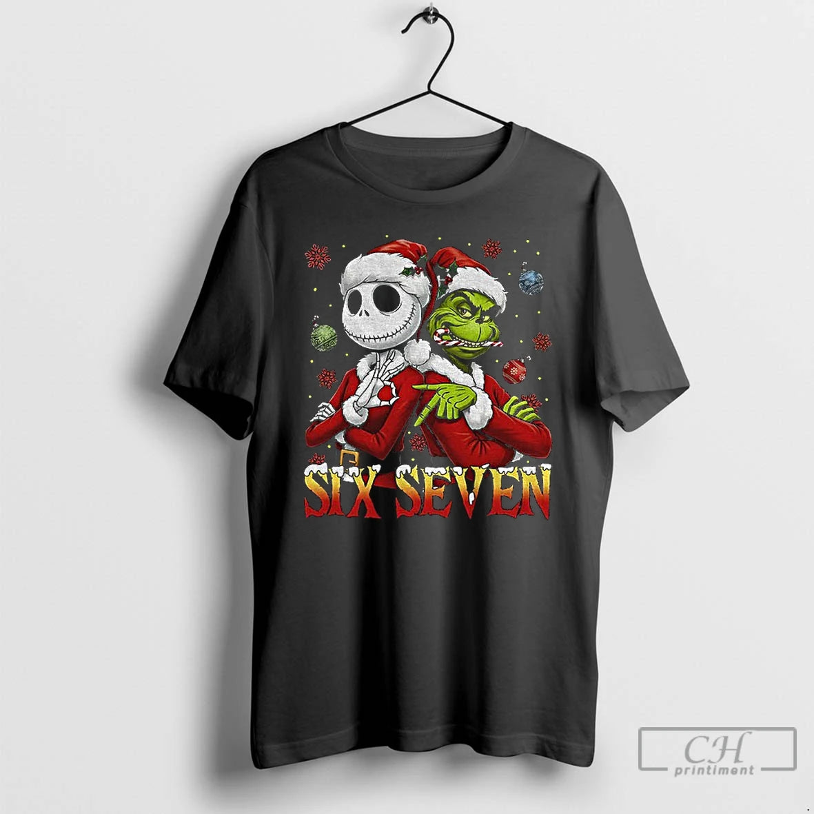 Premium Jack Skellington And Grinch Six Seven 6 7 Meme T-Shirts, Hoodie, Sweatshirt | PrintMintTees.com