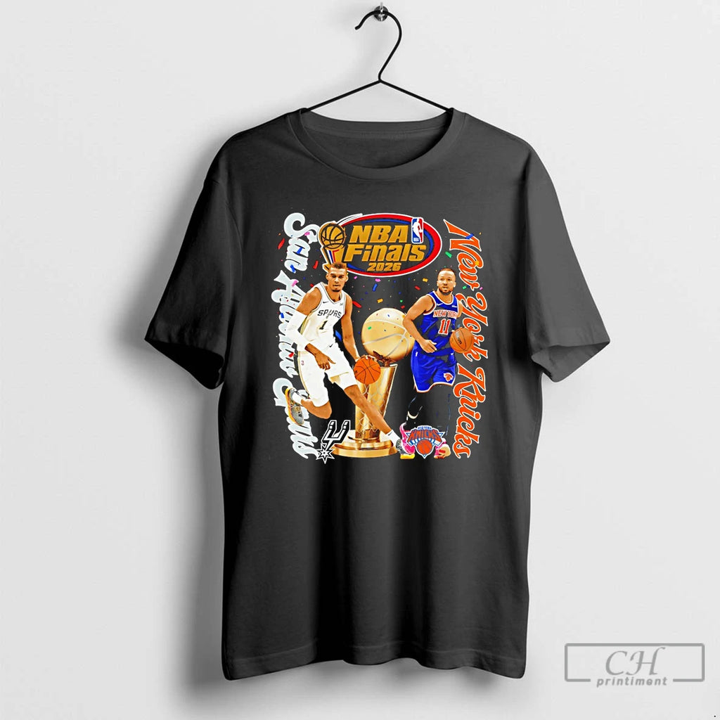 Premium Jalen Brunson Knicks Vs Victor Wembanyama Spurs Basketball Nba Finals 2026 Trophy T Shirts