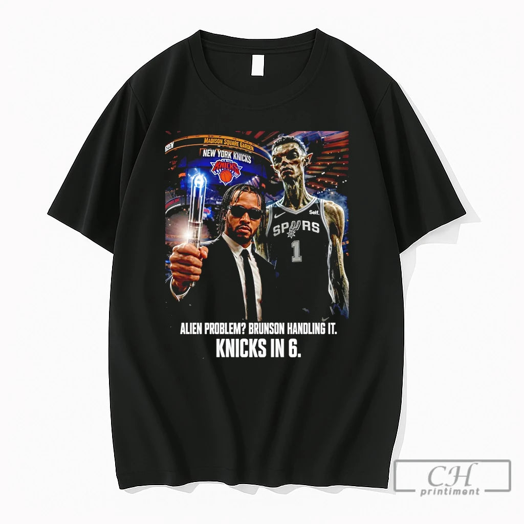 Premium Jalen Brunson Victor Wembanyama San Antonio Spurs New York Knicks Alien Problem T Shirts