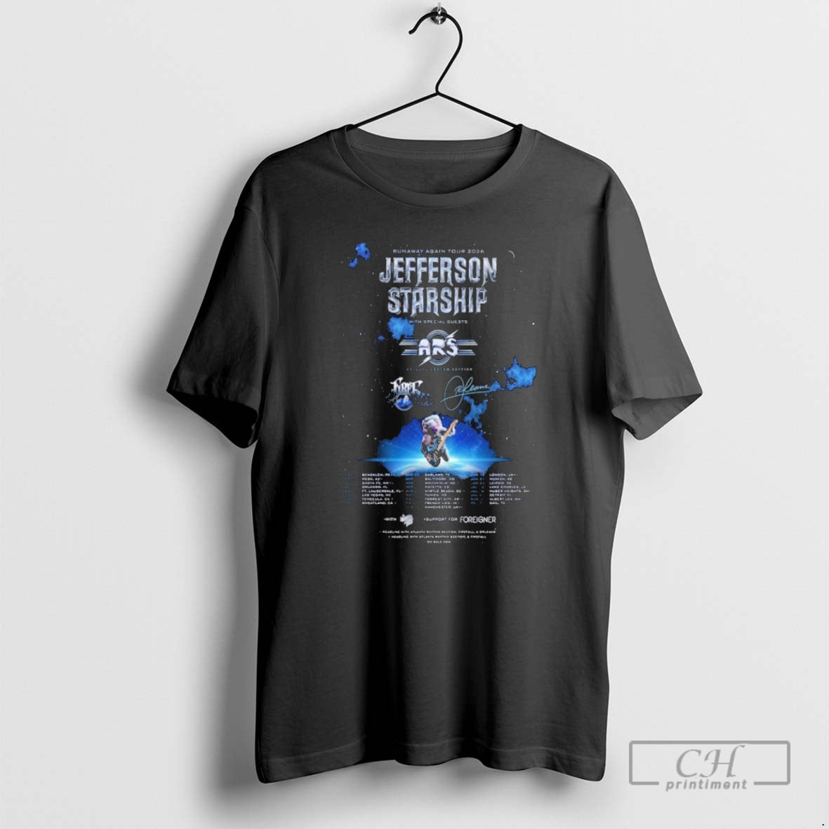 Premium Jefferson Starship Runaway Again 2026 Tour Dates Astronaut Guitar Shirt Sweater Hoodie, Sweatshirt