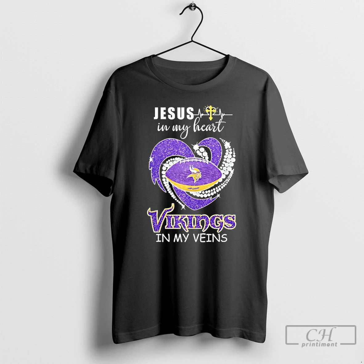 Jesus My Heart Minnesota Vikings My Veins Diamond Heart T-Shirts, Hoodie, Sweatshirt