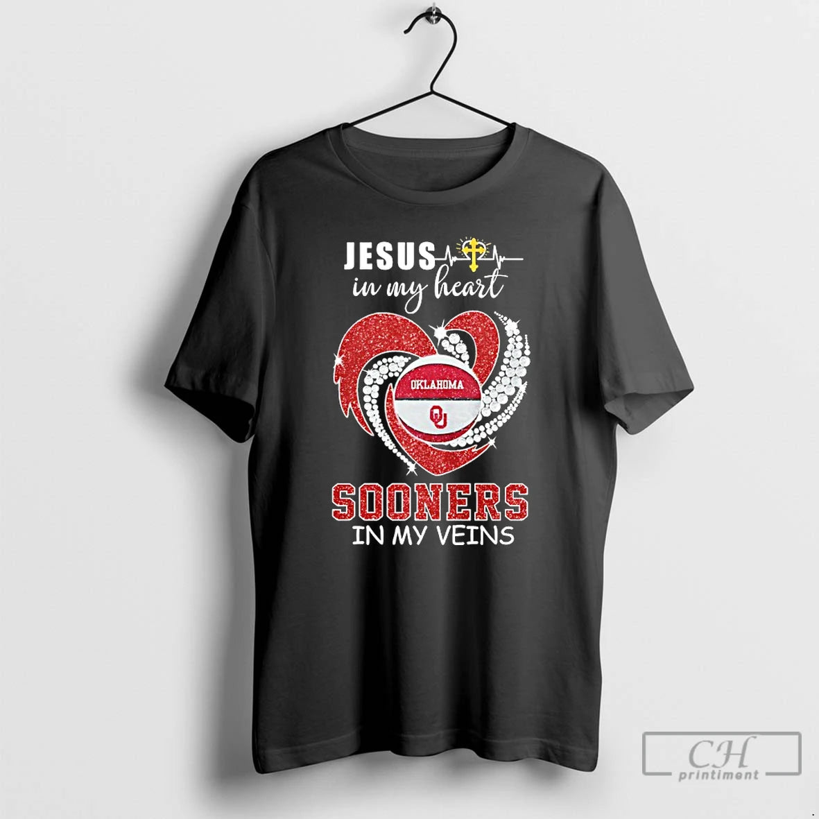 Jesus My Heart Oklahoma Sooners My Veins Diamond Heart T-Shirts, Hoodie, Sweatshirt