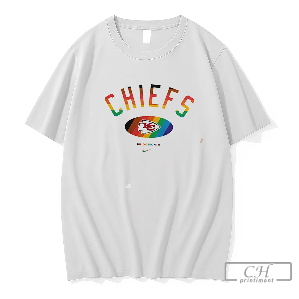 Premium Kansas City Chiefs Pride Month Rainbow Logo Tee