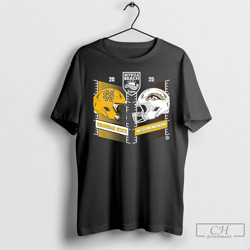 Premium Kennesaw State Owls Vs Western Michigan Broncos 2025 Myrtle Beach Bowl Head To Head T-Shirts, Hoodie, Sweatshirt