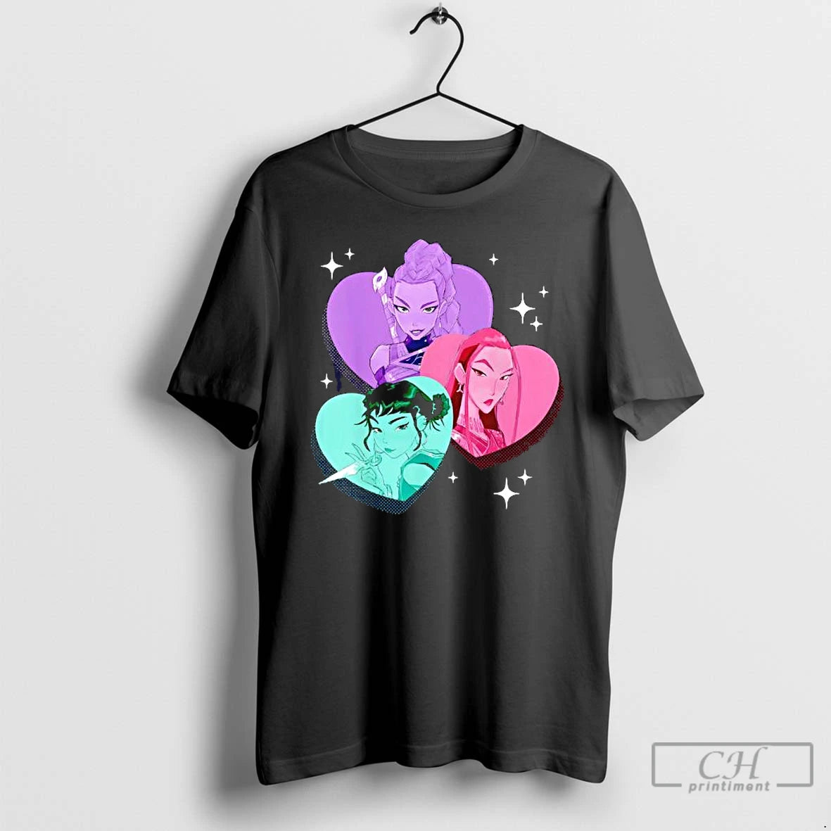 Premium Kpop Demon Hunters Huntrix Heart Frame Zoey Rumi And Mira T-Shirts, Hoodie, Sweatshirt | PrintMintTees.com