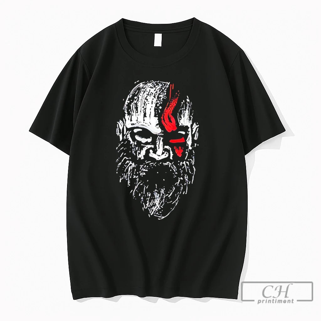 Premium Kratos God Of War Portrait Illustration Tee