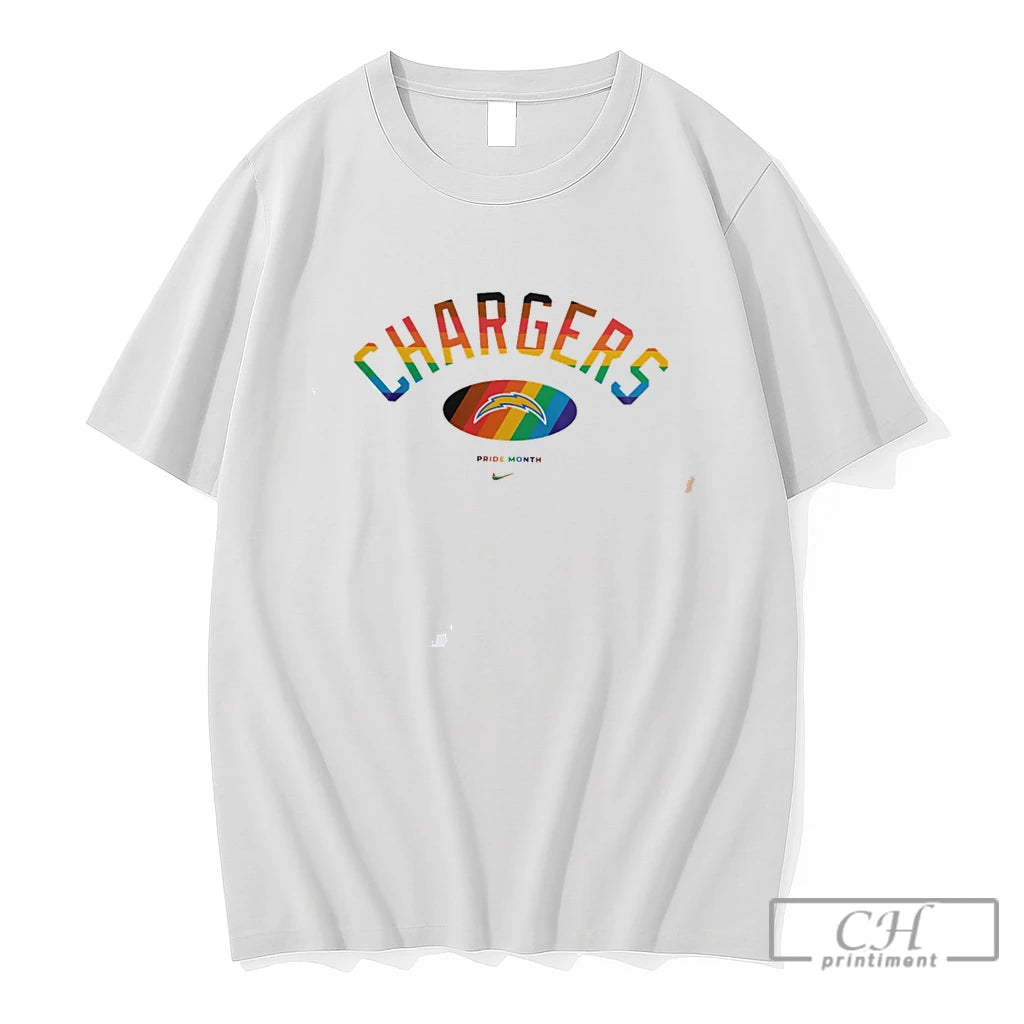 Premium Los Angeles Chargers Pride Month Rainbow Logo Tee