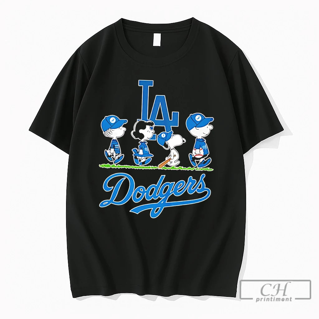 Premium Los Angeles Dodgers Baseball Peanuts Abbey Road Tee