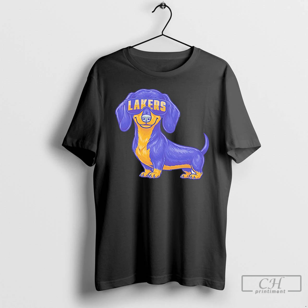 Premium Los Angeles Lakers Dachshund Dog Cartoon Tee