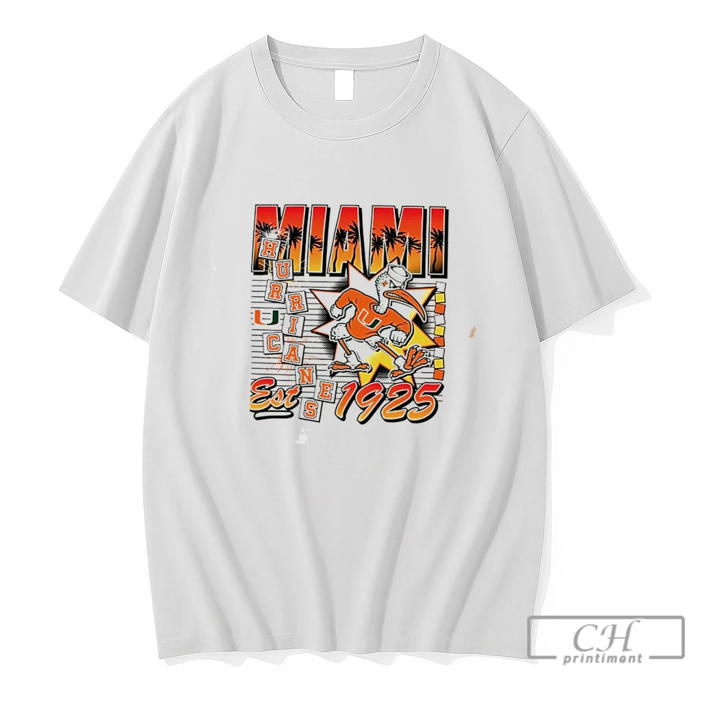 Premium Miami Hurricanes Est 1925 Vintage Burst Franklin Tee