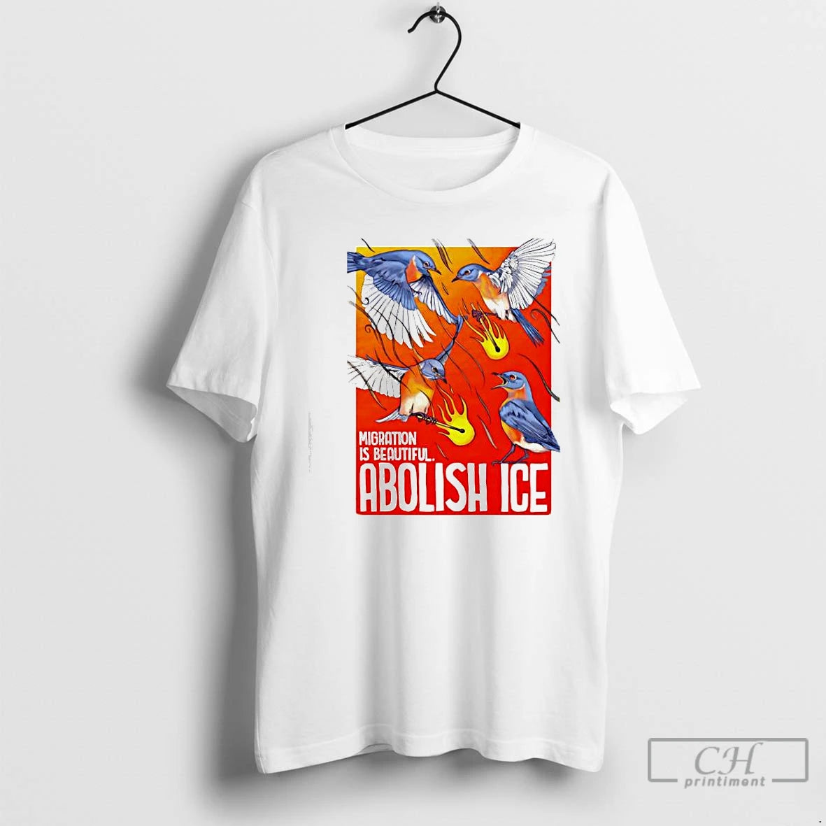 Premium Migration Is Beautiful Abolish Ice Eastern Bluebird T-Shirts, Hoodie, Sweatshirt | PrintMintTees.com