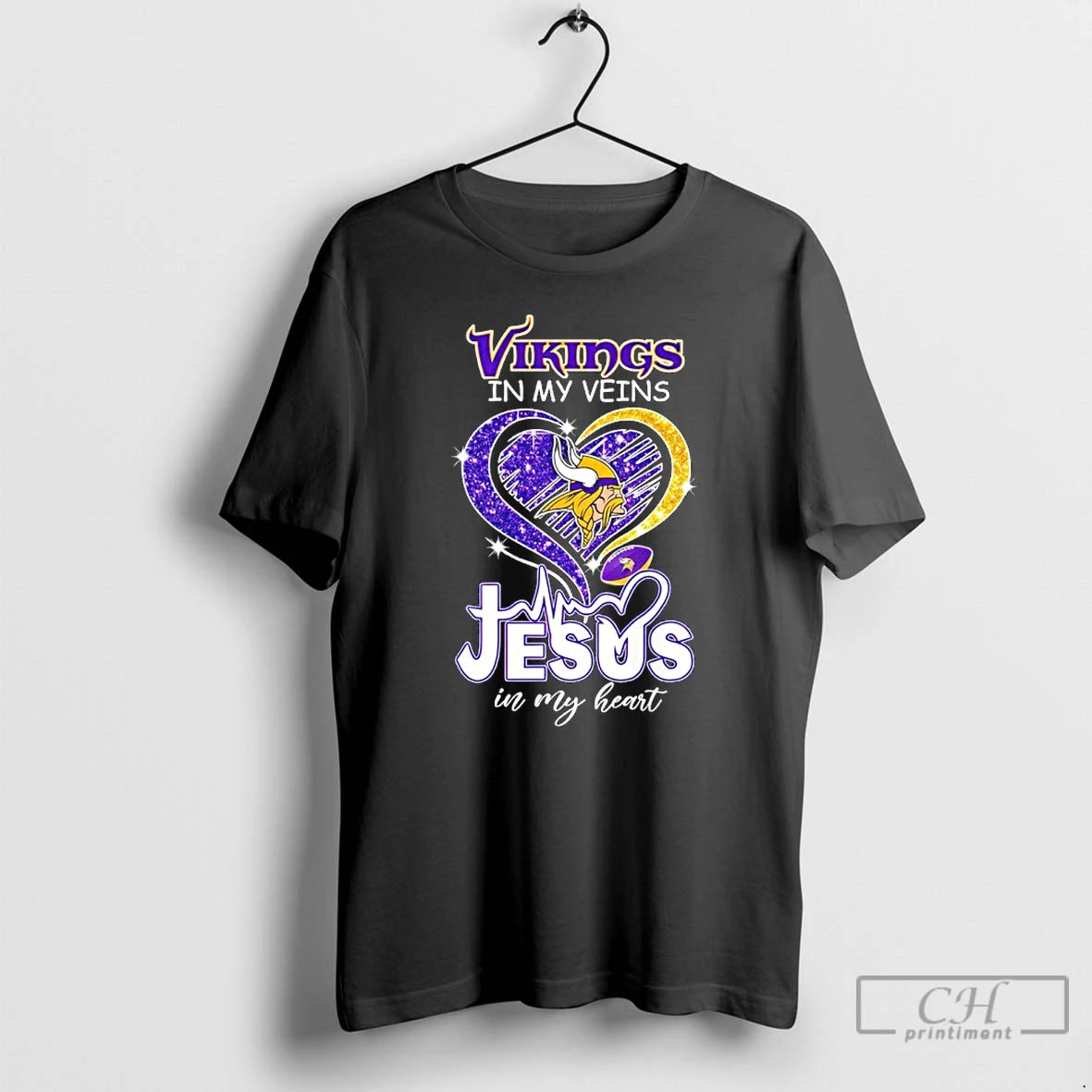 Premium Minnesota Vikings In My Veins Jesus In My Heart Diamond Logo T Shirts Sweater Hoodie, Sweatshirt | PrintMintTees.com