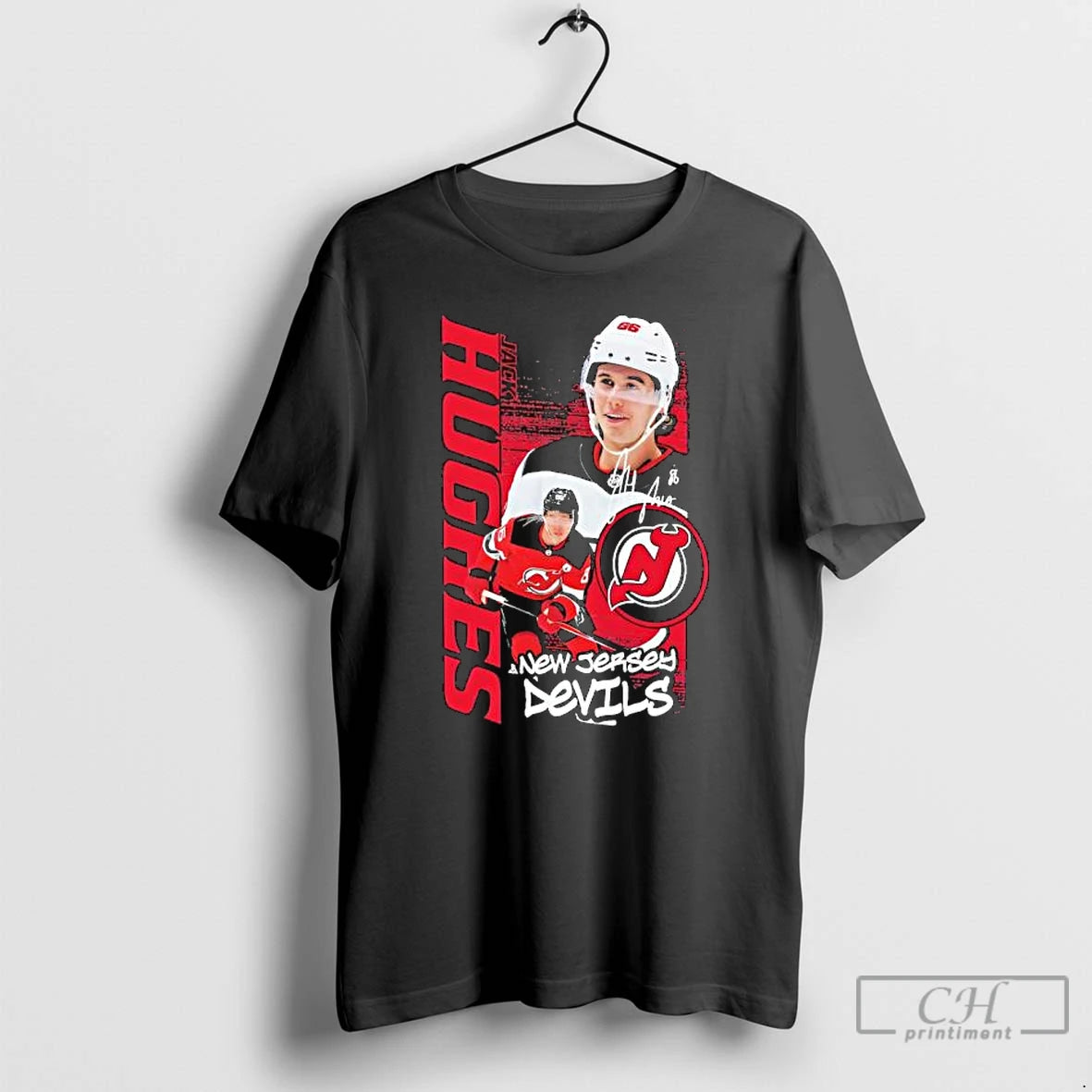 Premium New Jersey Devils Jack Hughes Playmaker Signature T-Shirts, Hoodie, Sweatshirt | PrintMintTees.com