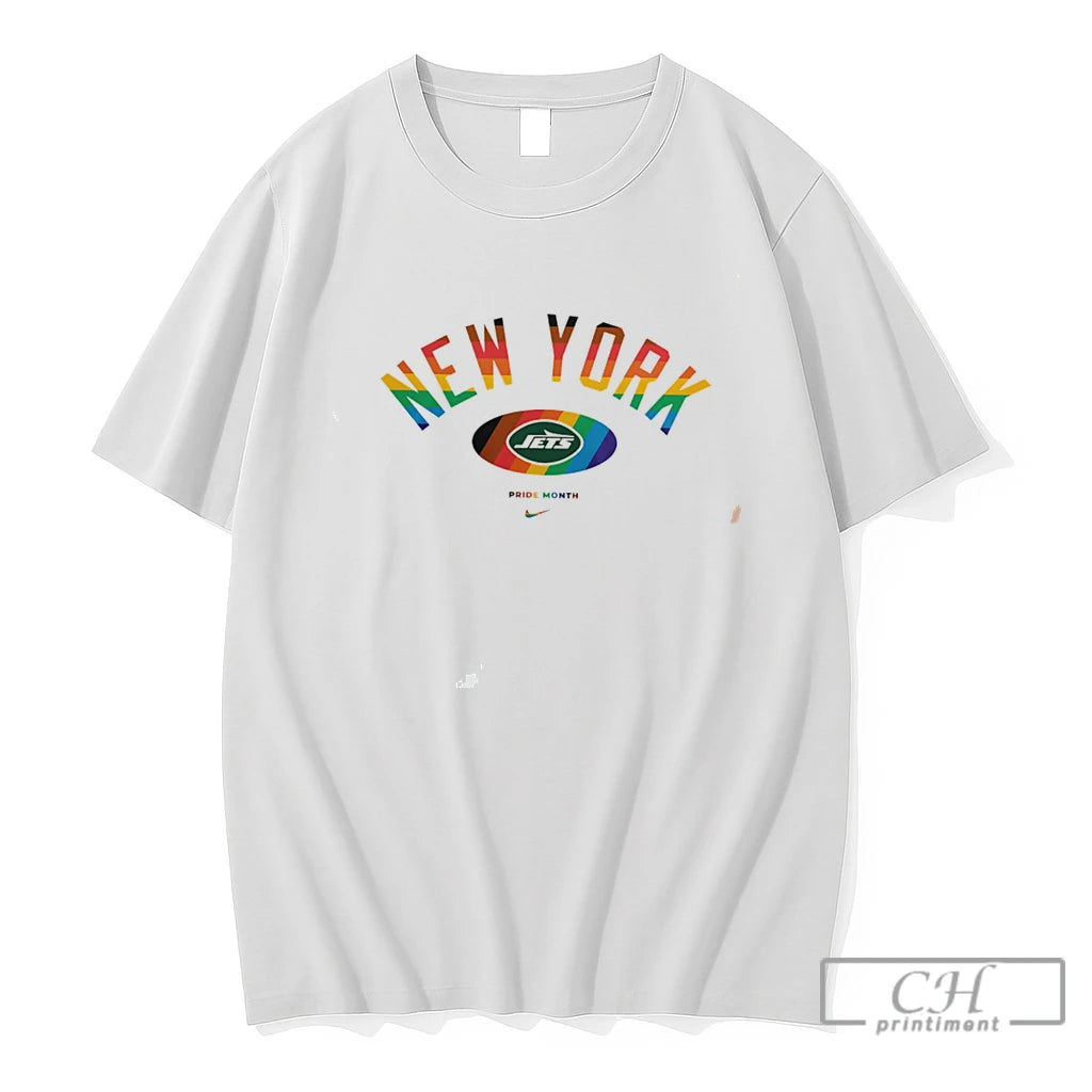 Premium New York Jets Pride Month Rainbow Logo Tee