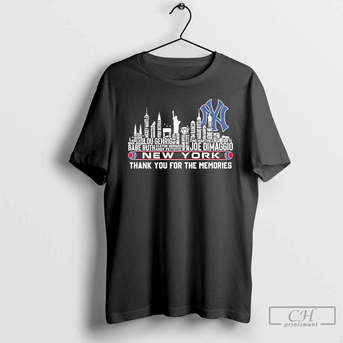 Premium New York Yankees Name Players City Skyline Shape Thank You For The Memories T-Shirts, Hoodie, Sweatshirt