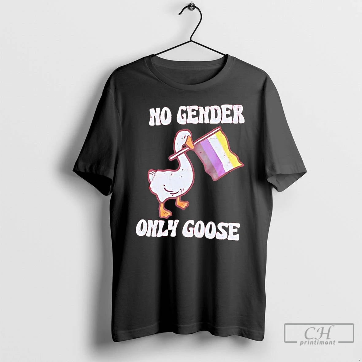 Premium Non Binary Pride Flag No Gender Only Goose Tee Hoodie, Sweatshirt | PrintMintTees.com