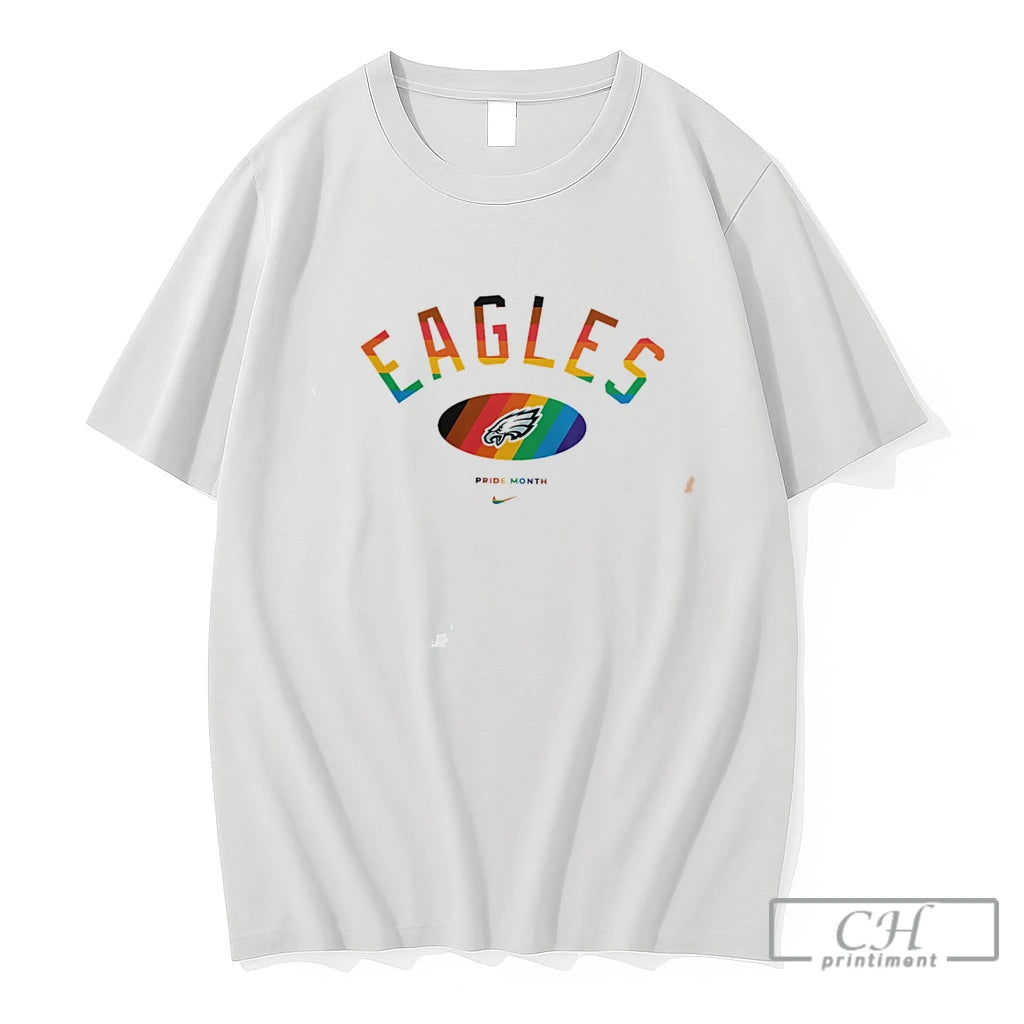 Premium Philadelphia Eagles Pride Month Rainbow Logo Tee