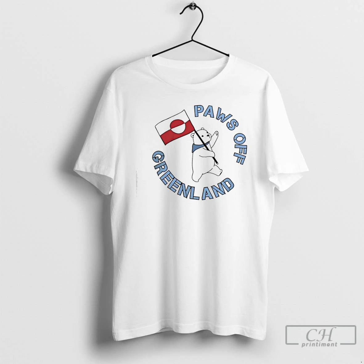 Premium Polar Bear Holding Flag Paws Off Greenland T-Shirts, Hoodie, Sweatshirt | PrintMintTees.com