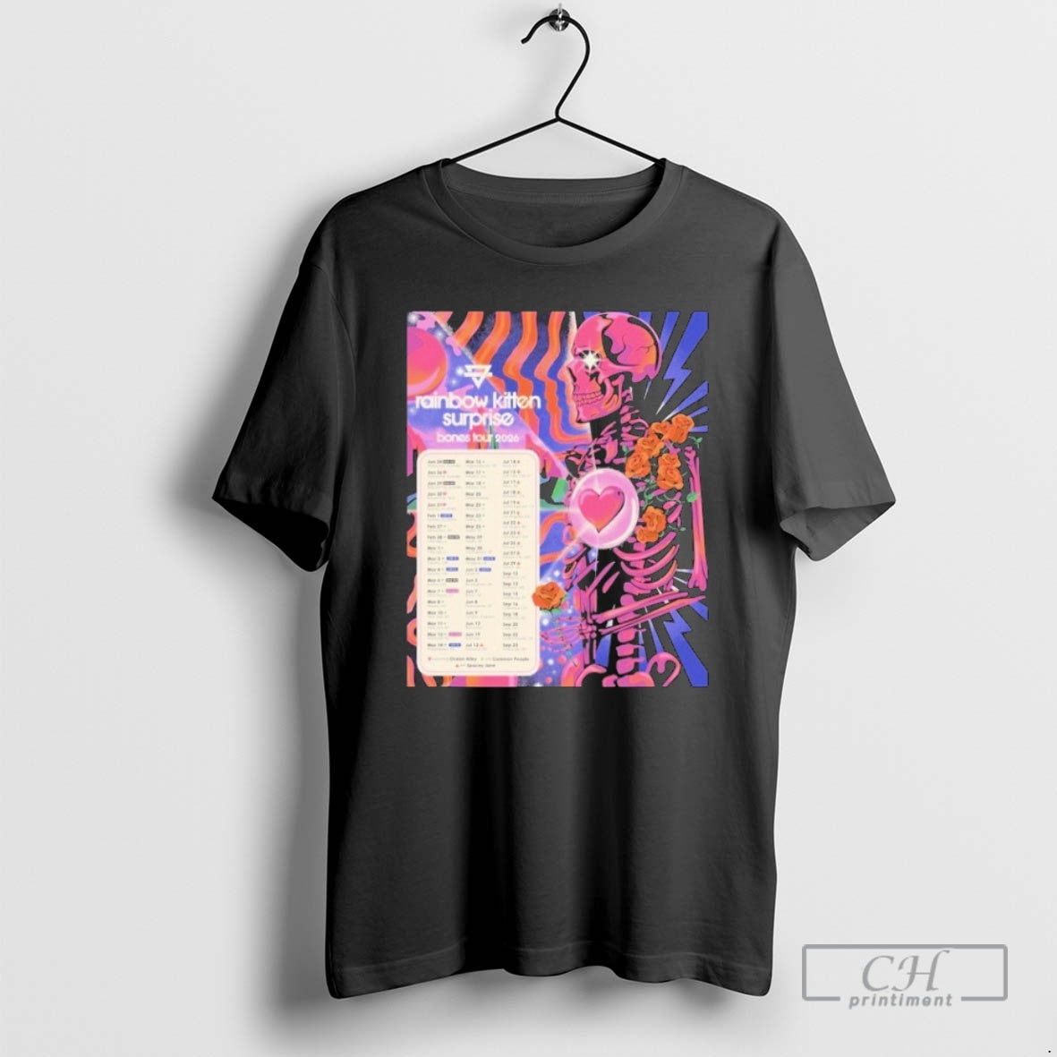 Premium Rainbow Kitten Surprise Bones Tour 2026 Skeleton Heart Shirt Sweater Hoodie, Sweatshirt | PrintMintTees.com