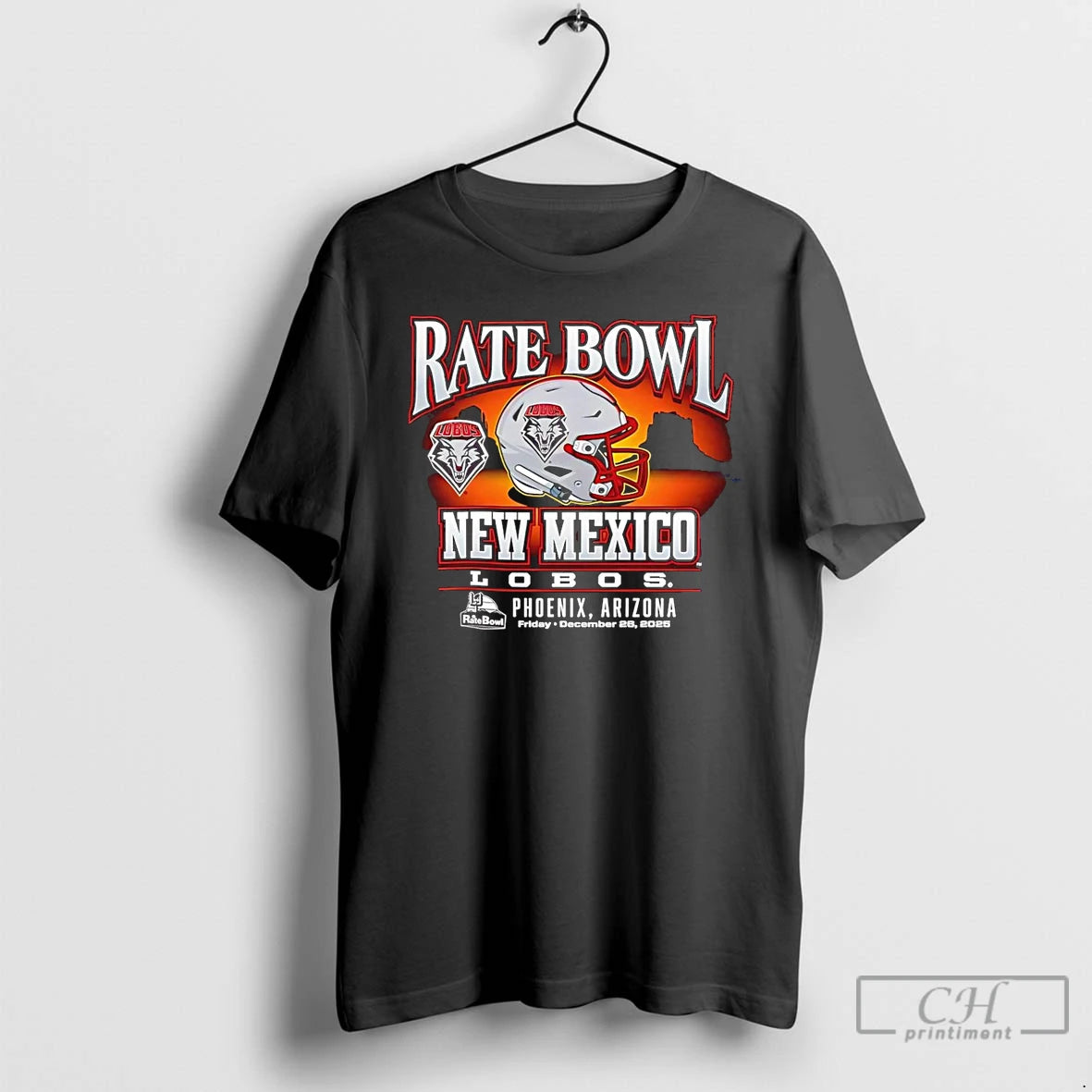 Premium Rate Bowl 2025 University Of New Mexico Lobos Sunset Helmet T-Shirts, Hoodie, Sweatshirt | PrintMintTees.com