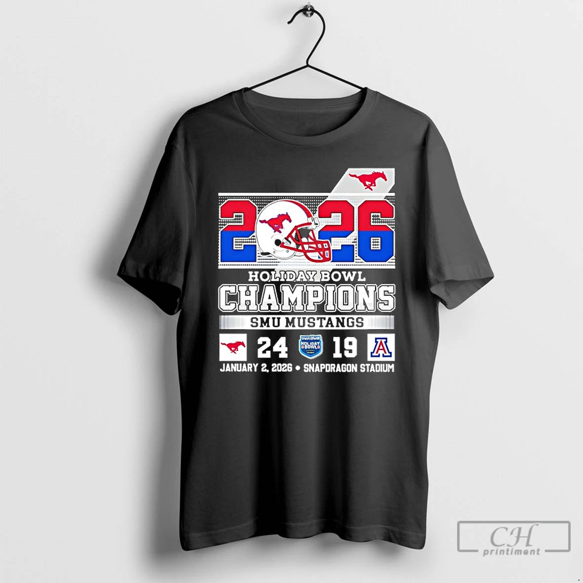 Premium Smu Mustangs Beat Arizona Wildcats At Holiday Bowl Champions 2026 T-Shirts, Hoodie, Sweatshirt | PrintMintTees.com