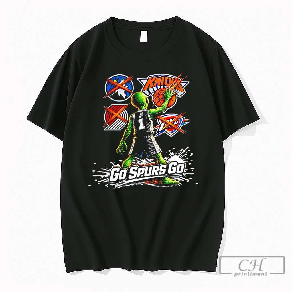 Premium San Antonio Spurs Alien Basketball Logo Rivalry Teams Go Spurs Go T Shirts Sweater