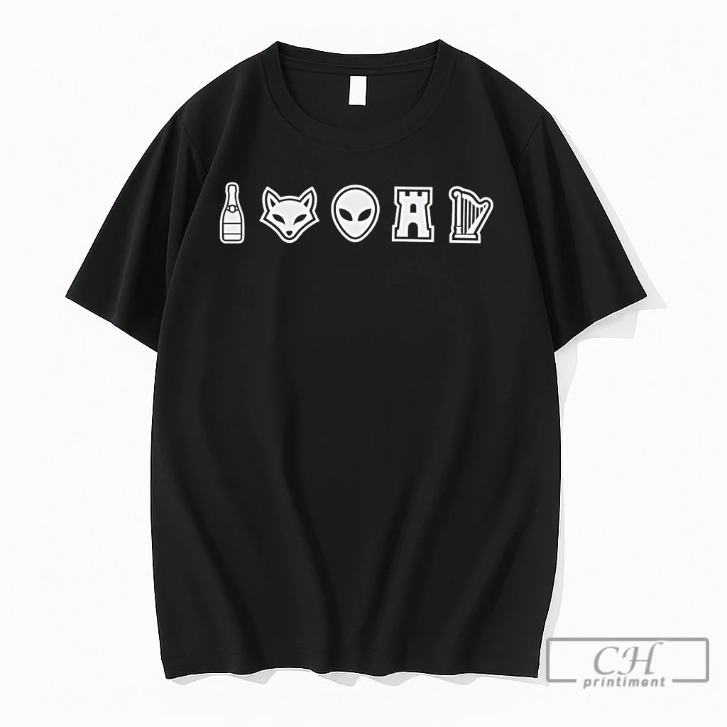 Premium San Antonio Spurs Champions 5 Icons Champagne Fox Alien Castle Harp T Shirts Sweater