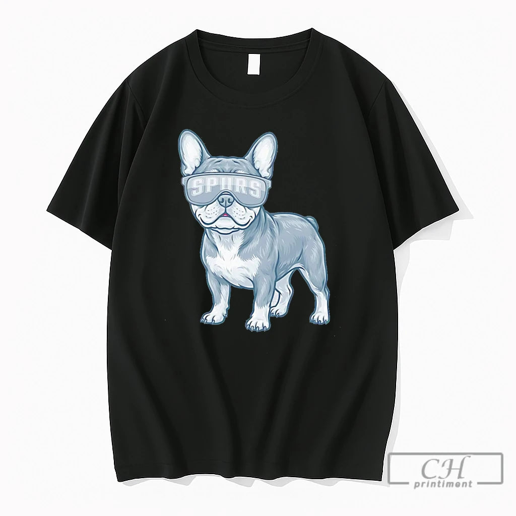 Premium San Antonio Spurs French Bulldog Cartoon Tee