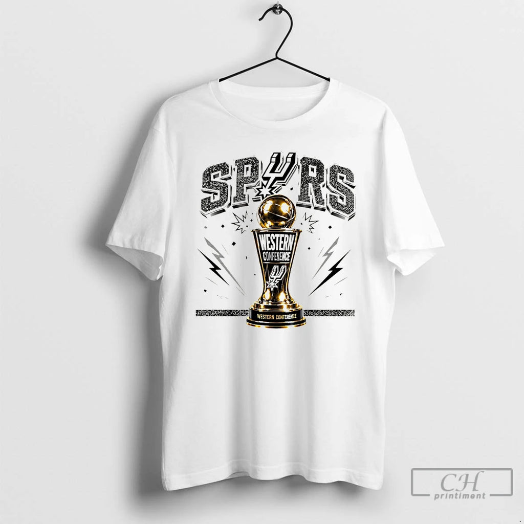 Premium San Antonio Spurs Western Conference Trophy Basketball Gold Logo Team Apparel T Shirts Sweater