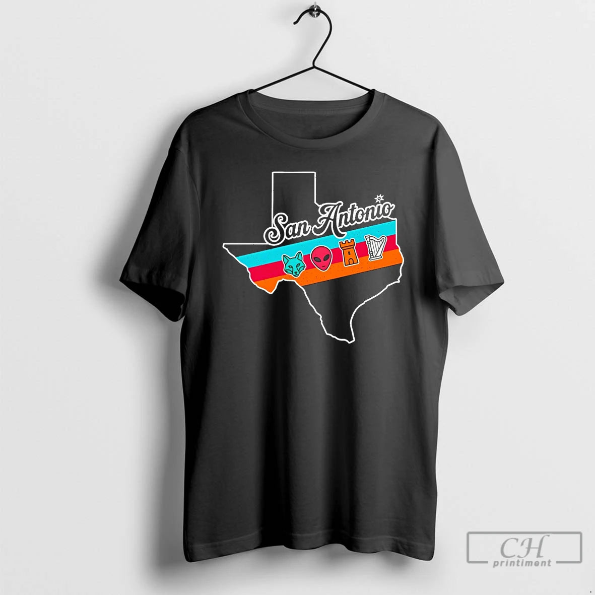 Premium San Antonio Texas Map Fox Alien Castle Harper