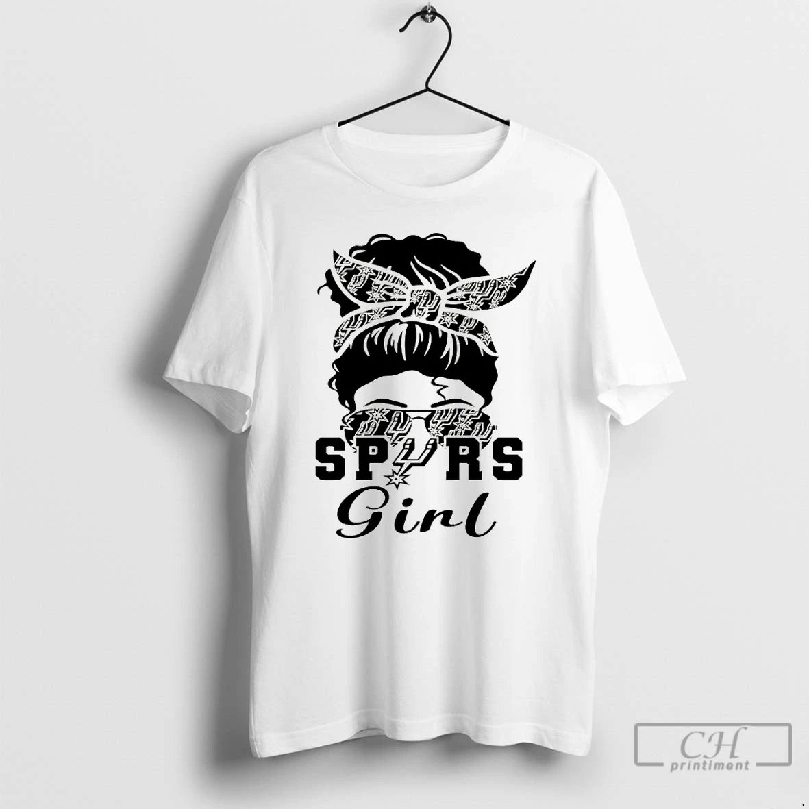 Premium Spurs Girl Messy Bun Bandana San Antonio Spurs Basketball Nba 2026 T Shirts Sweater