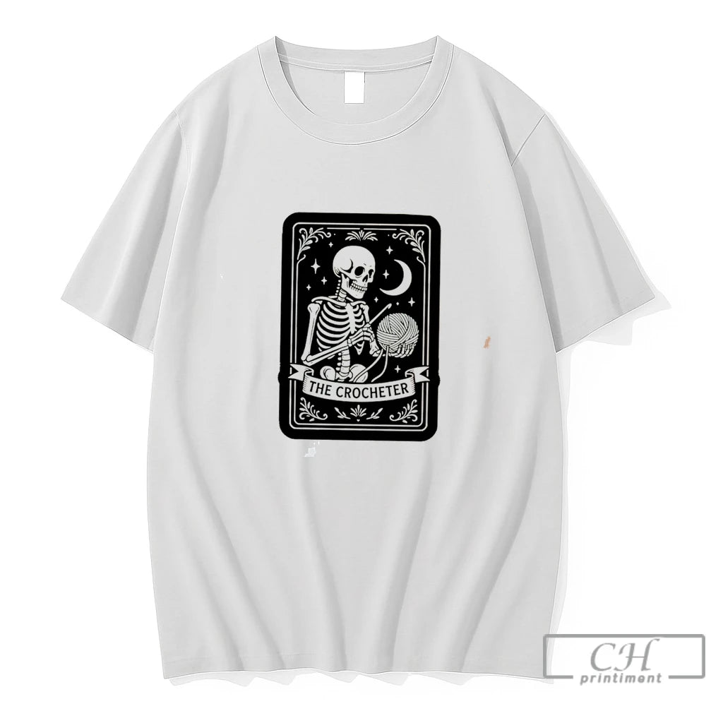 Premium Tarot Card The Crocheter Skeleton Tee