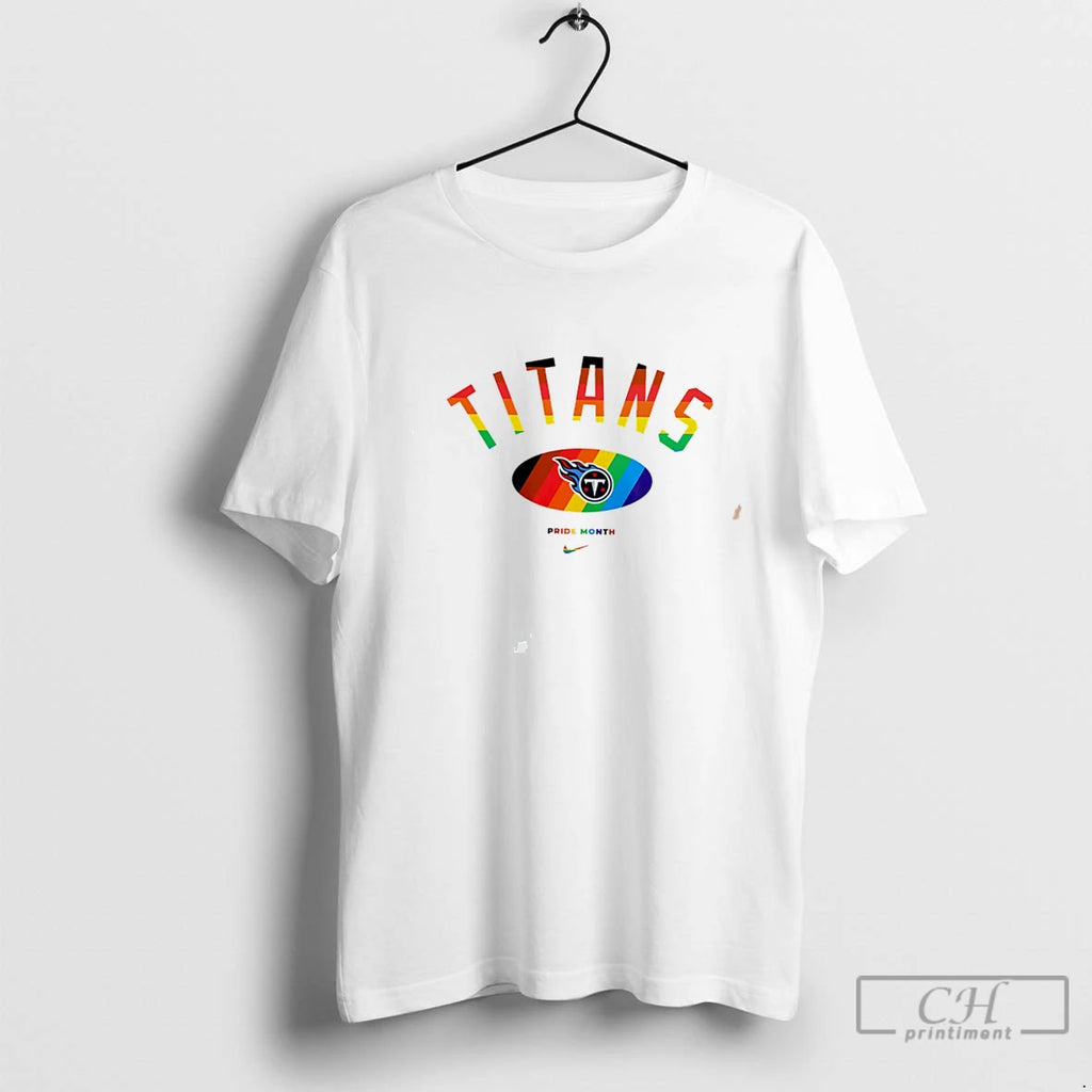 Premium Tennessee Titans Pride Month Rainbow Logo Tee
