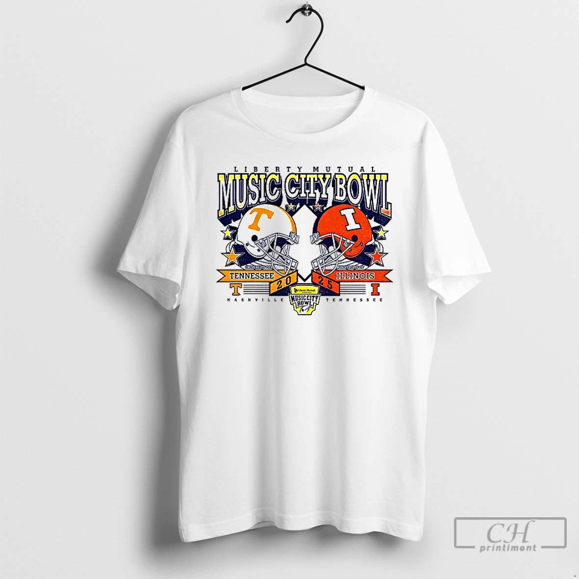 Premium Tennessee Volunteers Vs Illinois Fighting Illini Music City Bowl Liberty Mutual 2025 T Shirts Hoodie, Sweatshirt