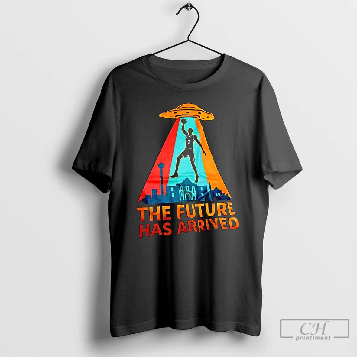 Premium The Future Has Arrived Ufo Over The San Antonio Skyline Graphic T Shirts Sweater Hoodie, Sweatshirt