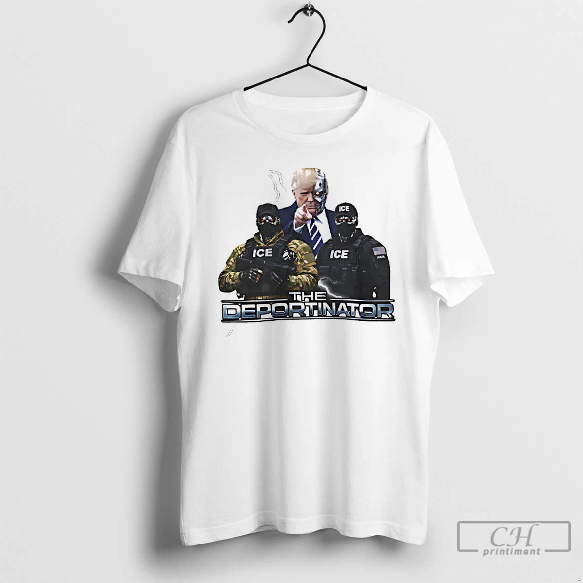 Premium The Deportinator Trump With Ice Police Meme T-Shirts, Hoodie, Sweatshirt | PrintMintTees.com