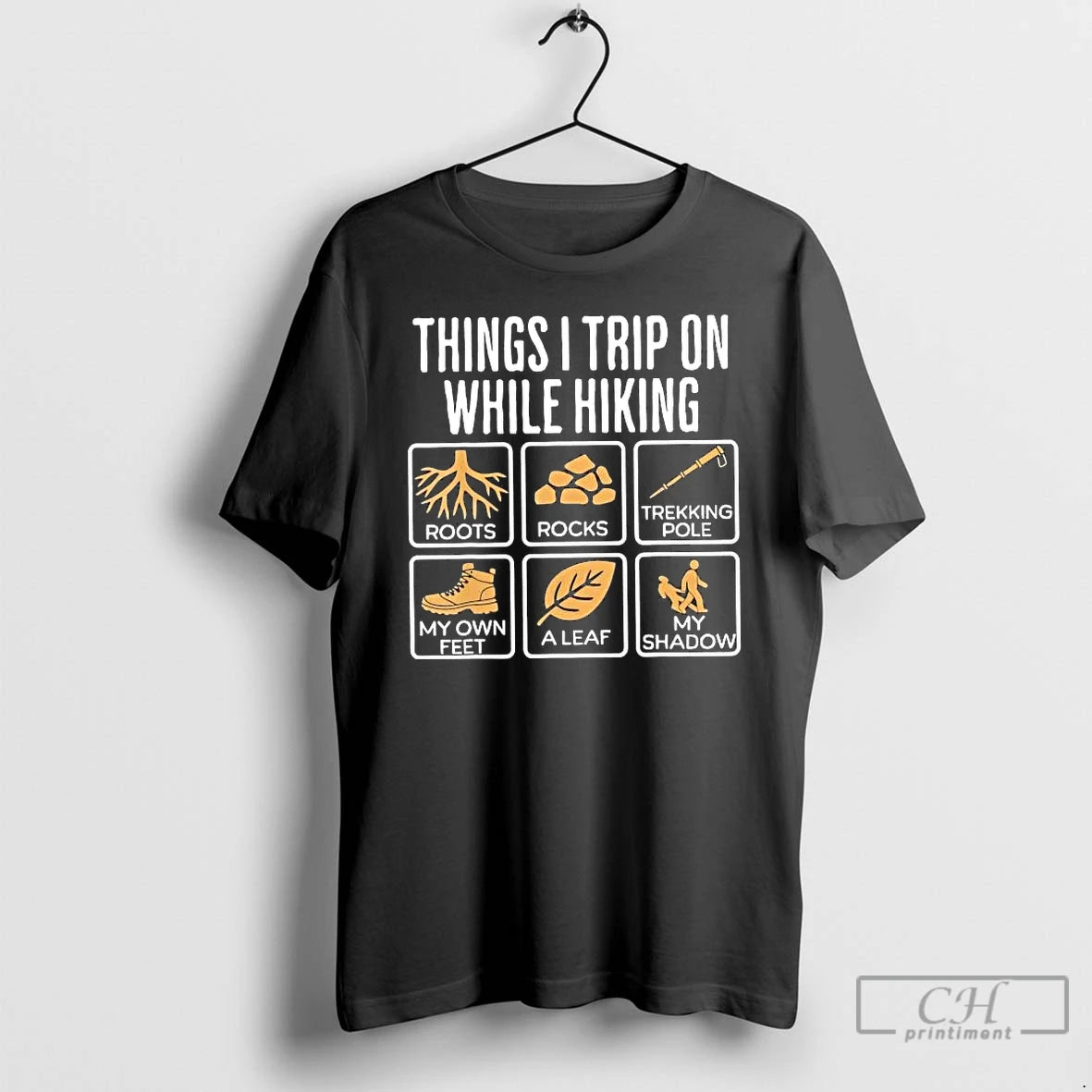 Premium Things I Trip On While Hiking Roots Rocks Trekking Pole T-Shirts, Hoodie, Sweatshirt | PrintMintTees.com