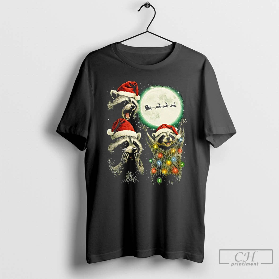 Three Raccoons Moon Santa Claus T-Shirts, Hoodie, Sweatshirt