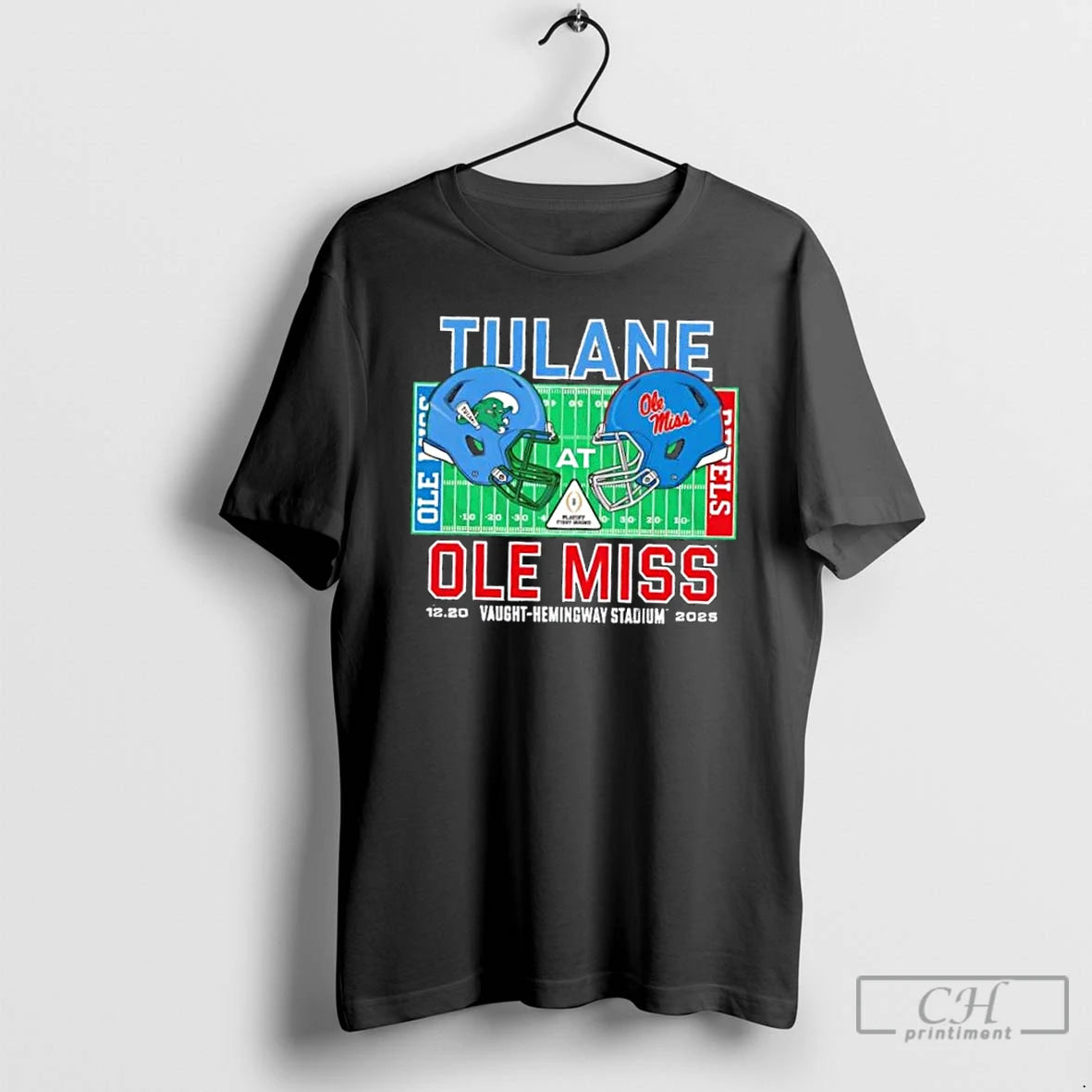 Premium Tulane Vs Ole Miss 2025 College Football Helmets Playoff T-Shirts, Hoodie, Sweatshirt | PrintMintTees.com