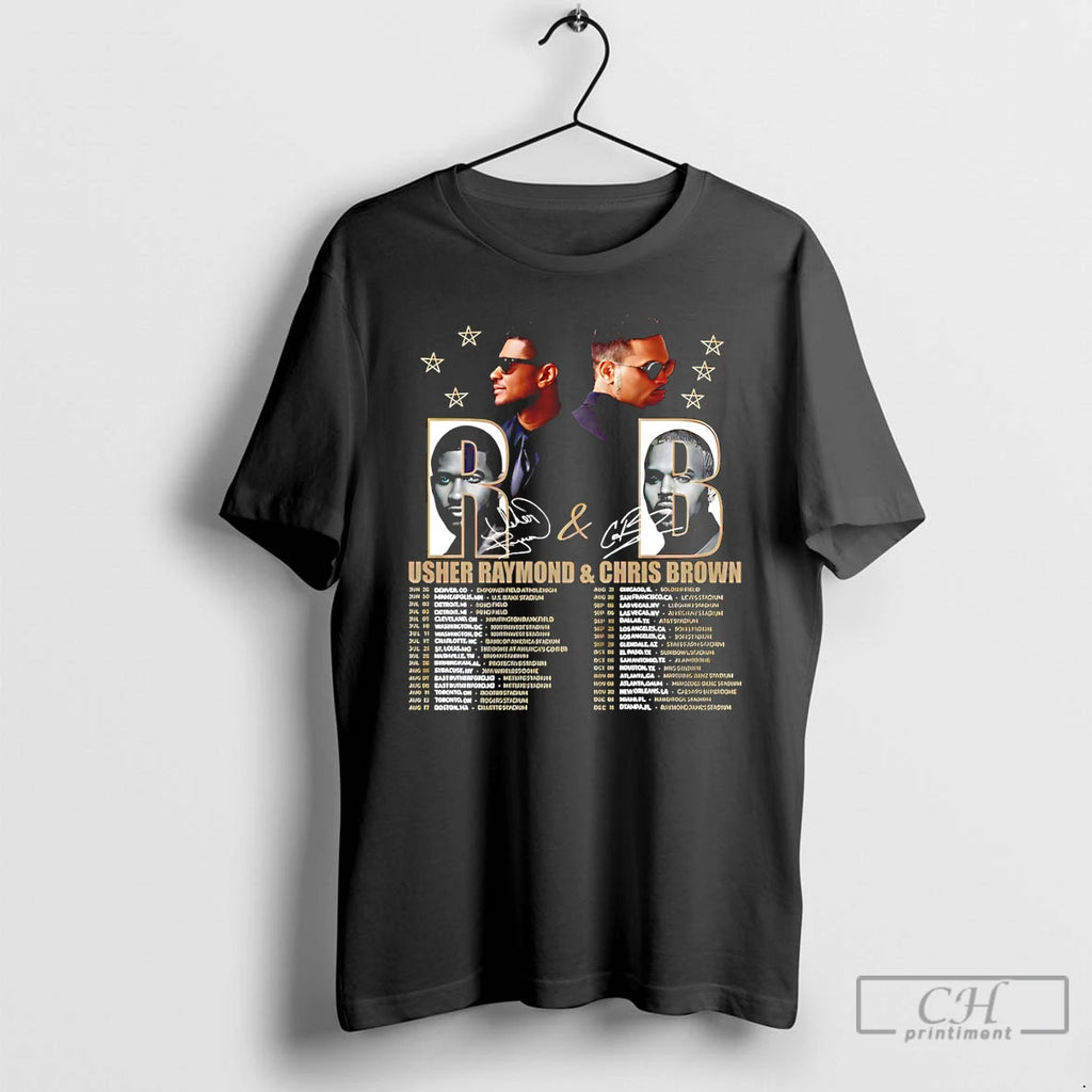 Premium Usher Raymond Chris Brown Music Stars Tour Schedule R And B Concert T Shirts