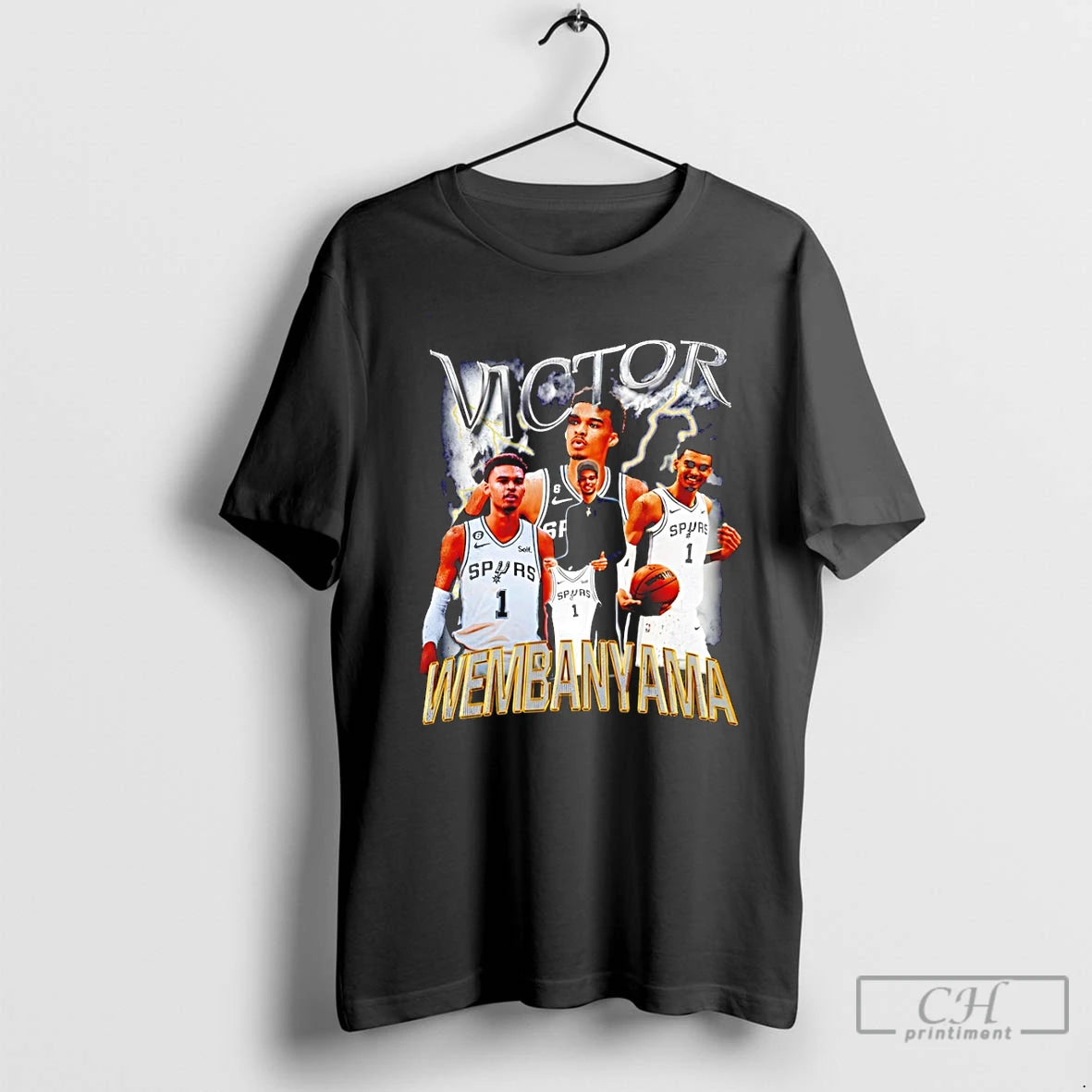 Premium Victor Wembanyama San Antonio Spurs Basketball Nba 90s Vintage Style