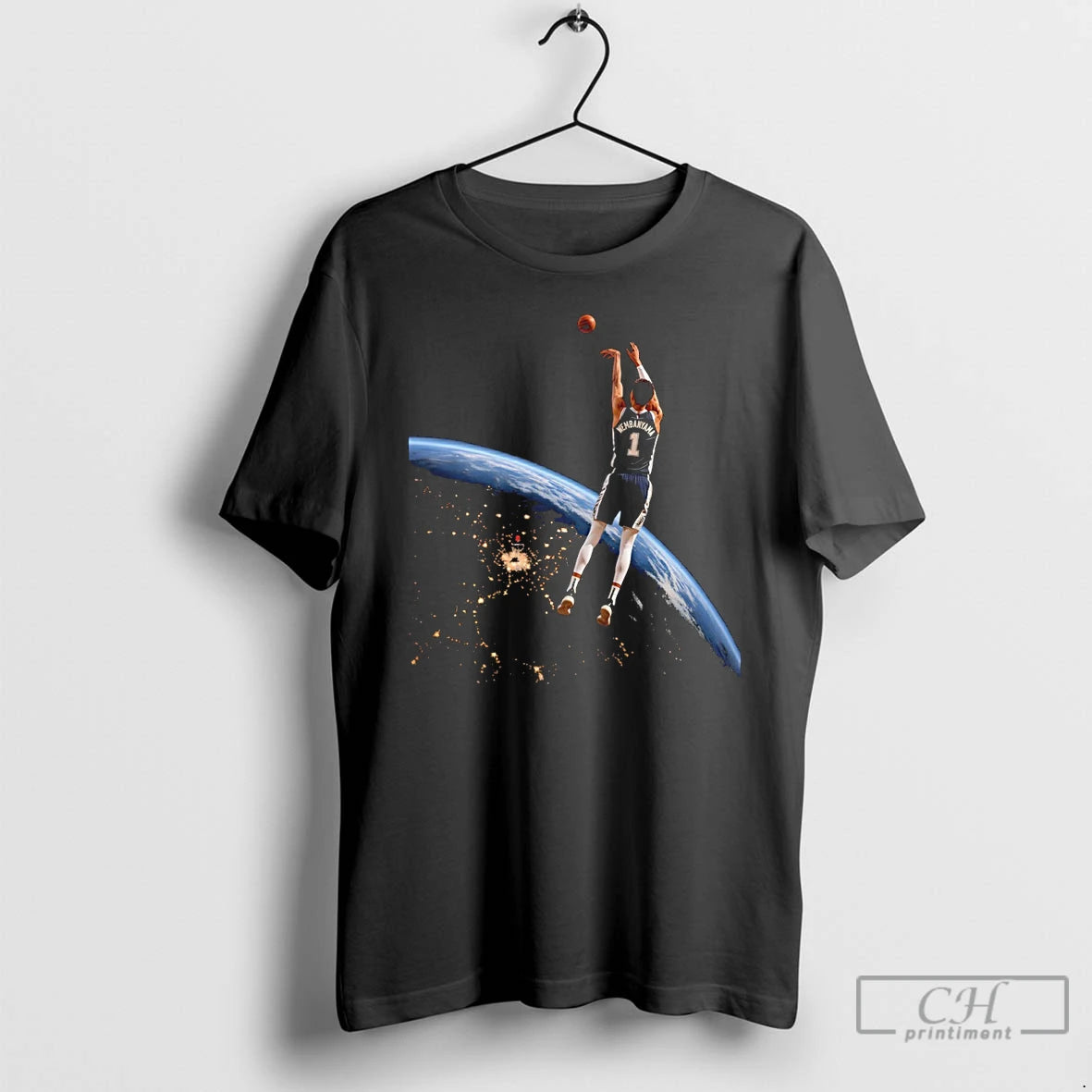 Premium Victor Wembanyama San Antonio Spurs Basketball Player Floating In Space