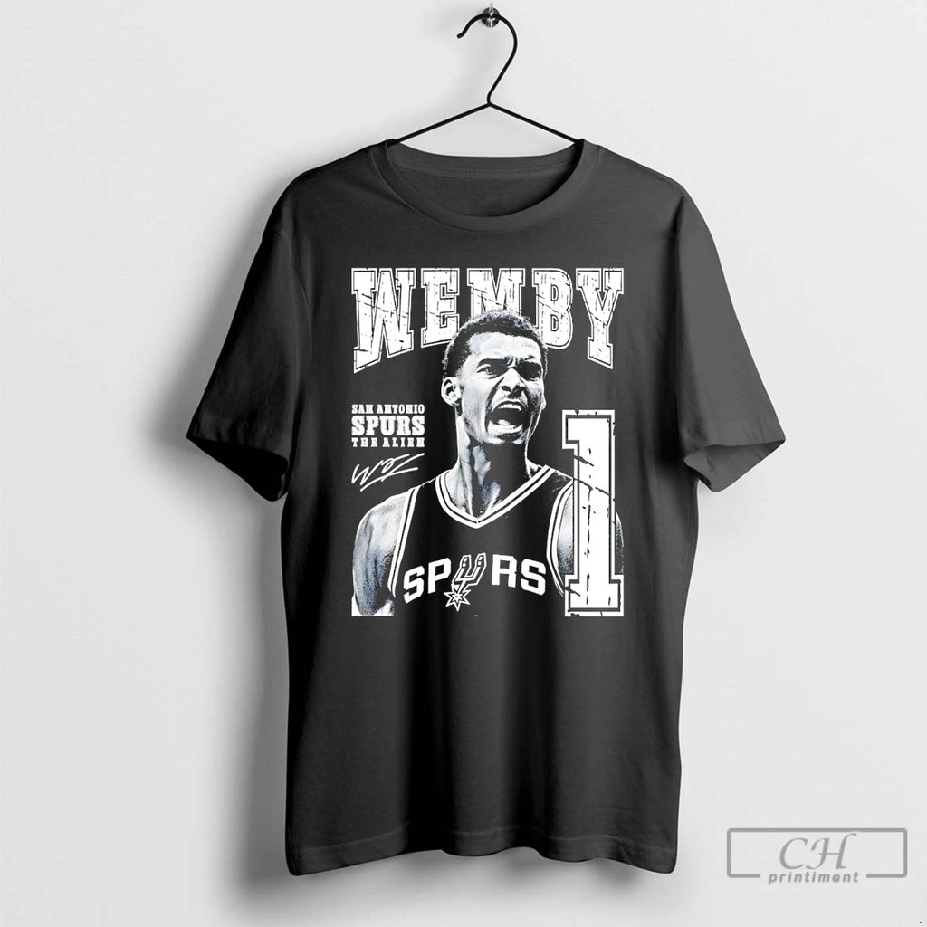 Premium Victor Wembanyama San Antonio Spurs Wemby The Alien 1 Basketball Signature T Shirts Sweater