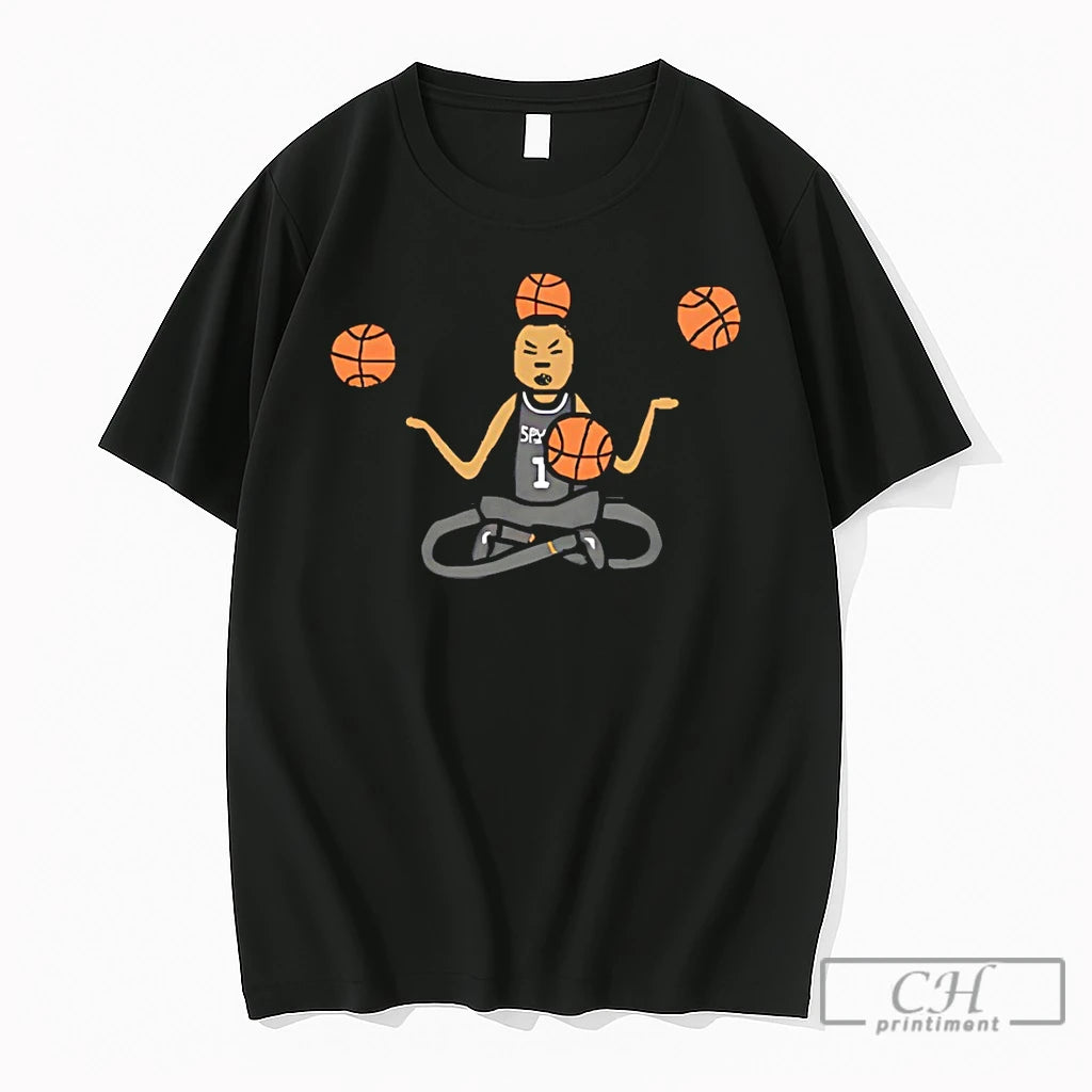 Premium Victor Wembanyama Sitting In Lotus Pose San Antonio Spurs Basketball Player Meme T Shirts