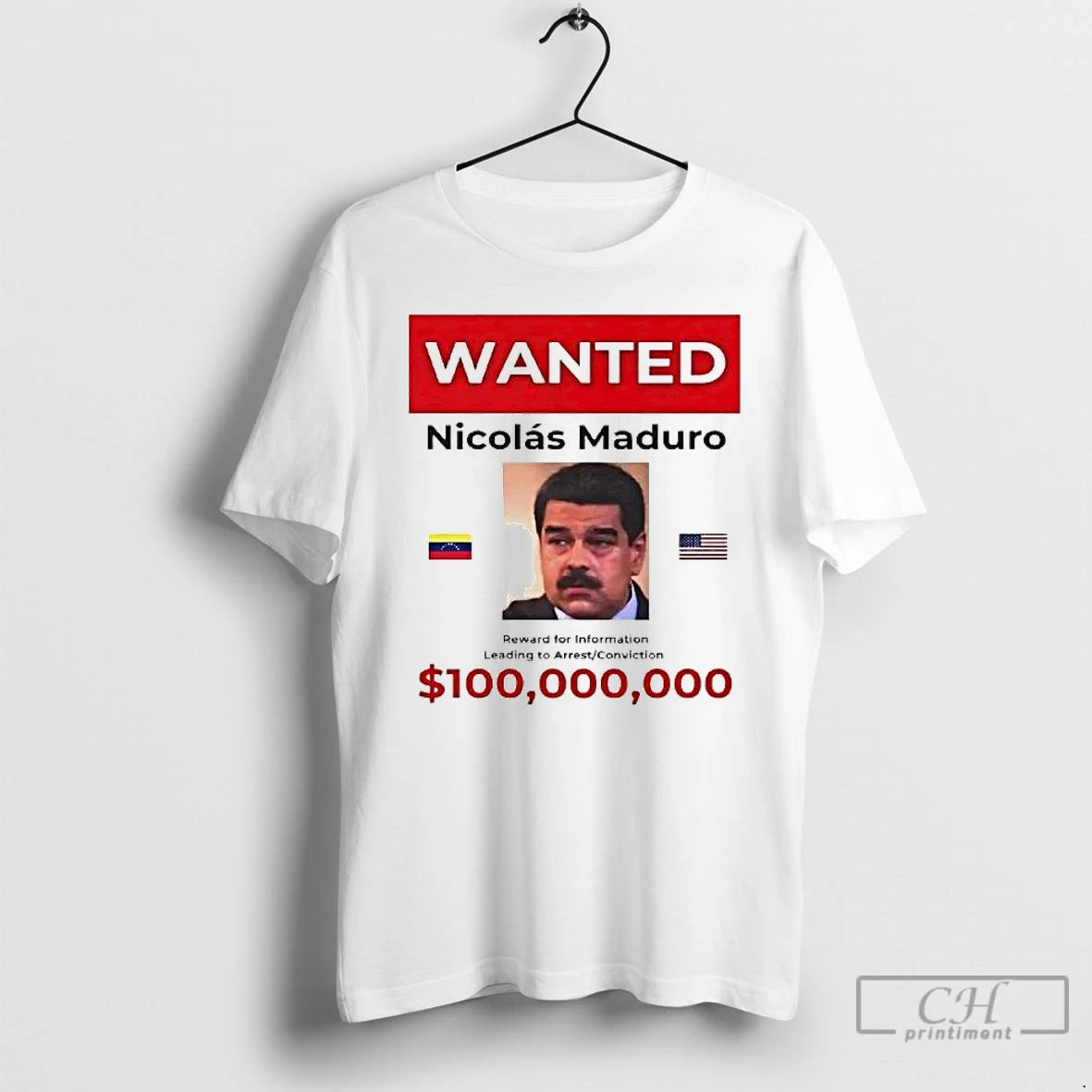 Premium Wanted Nicolas Maduro 100 Billion Reward T-Shirts, Hoodie, Sweatshirt | PrintMintTees.com