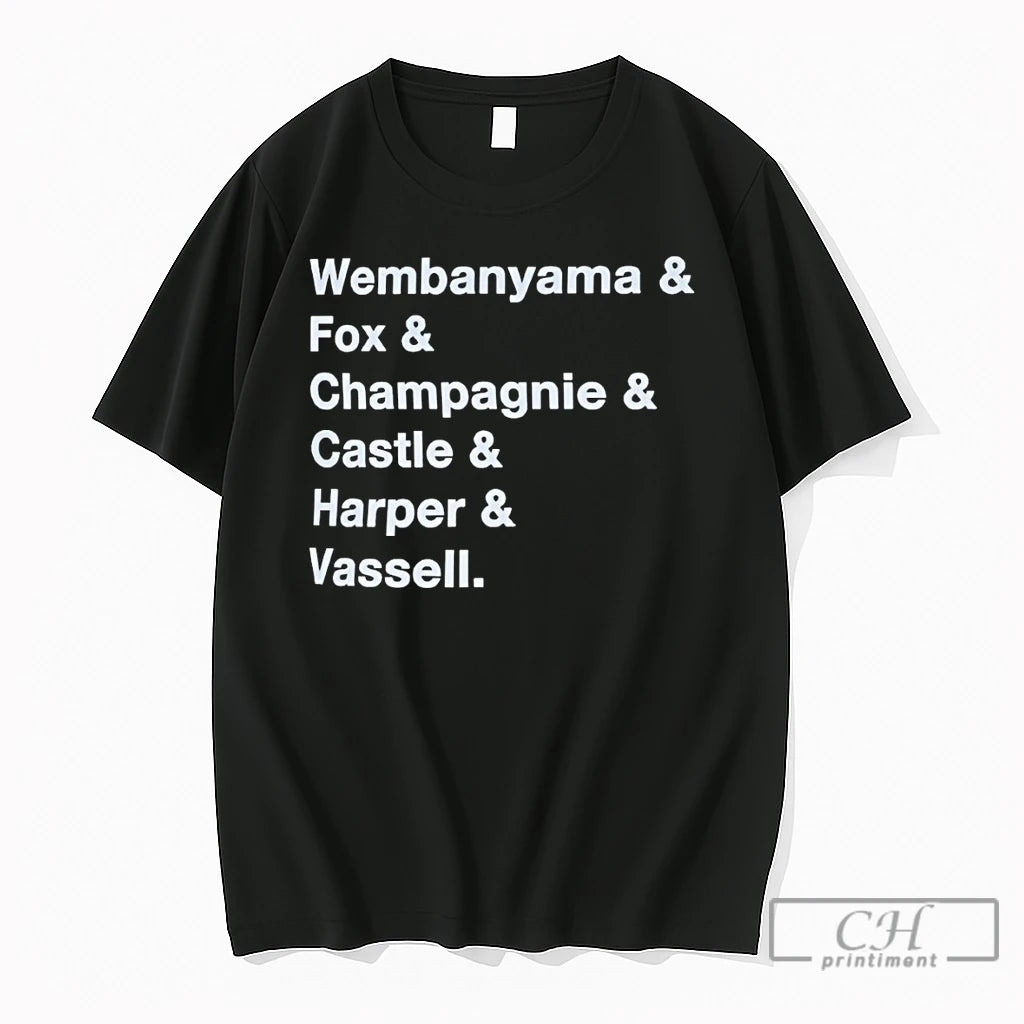 Premium Wembanyama Fox Champagnie Castle Harper Vassell San Antonio Spurs Basketball Nba 2026 T Shirts