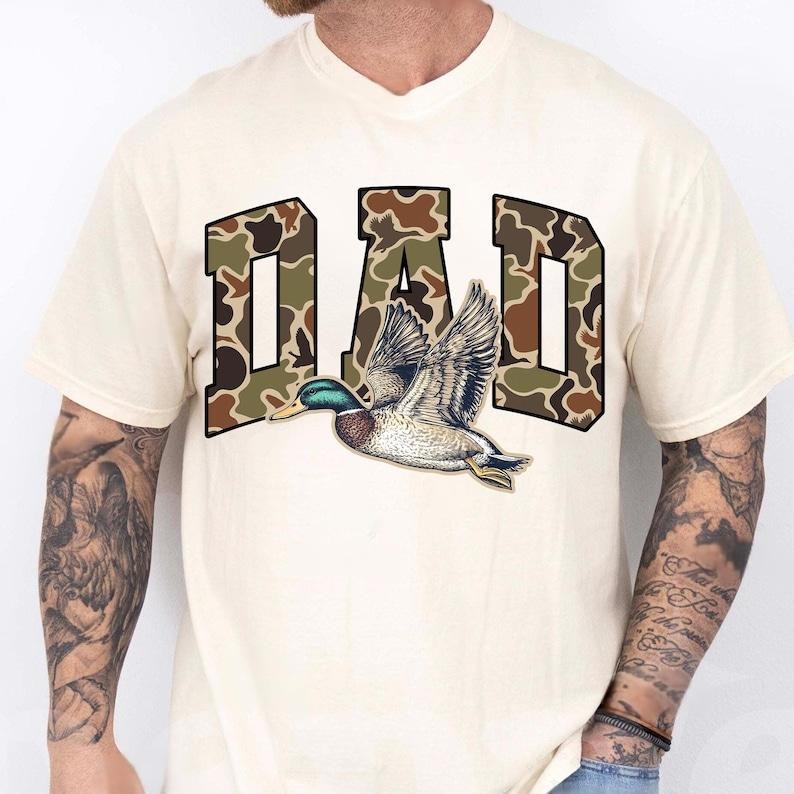 Preppy Camo Dad Checkered Tshirt, Father's Day Tee, Camo Flying Mallard Duck Shirt, Duck Hunting, Hunting Shirt Hoodie...